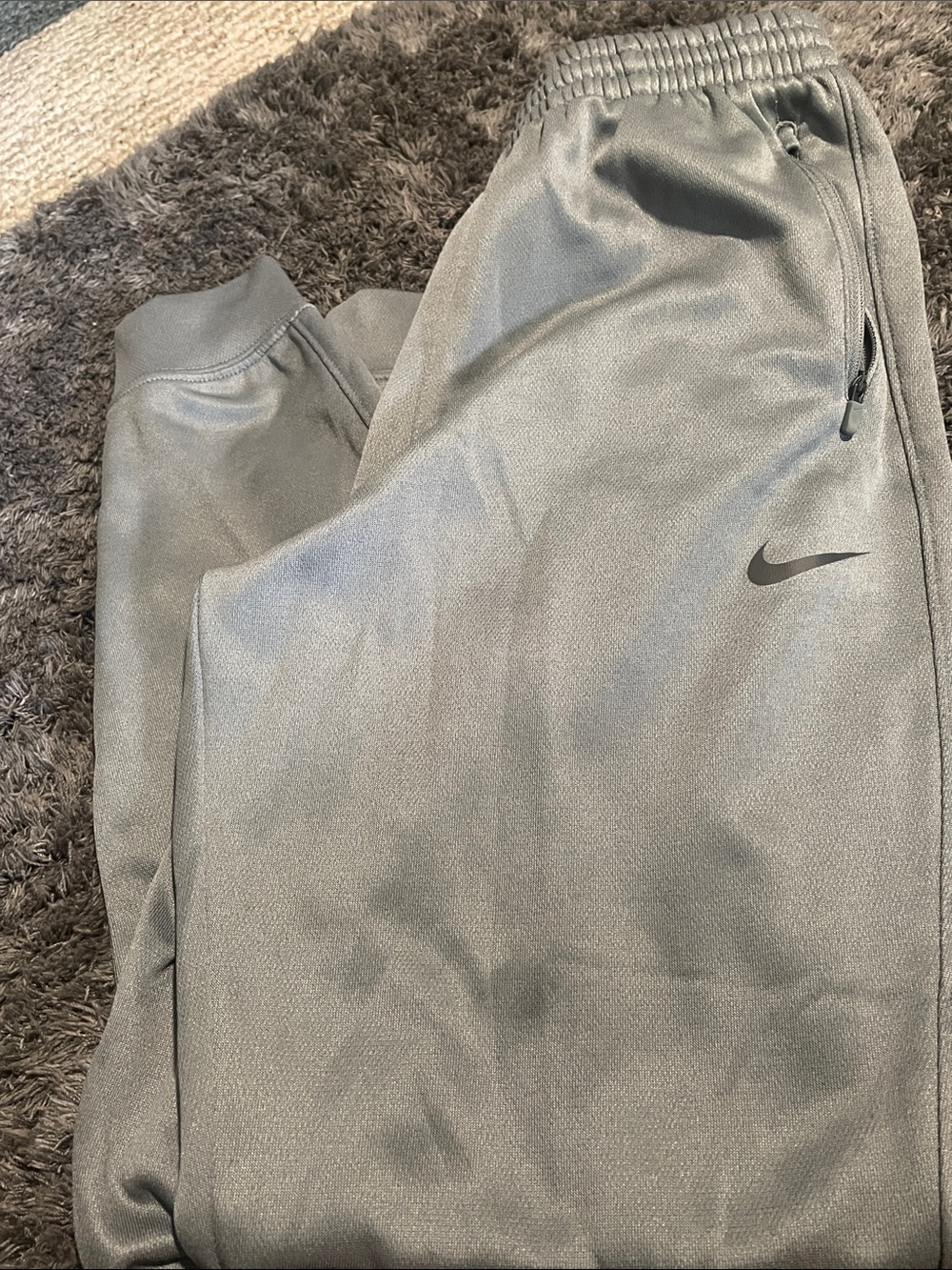 Nike Gray Performance Track Pants with Swoosh